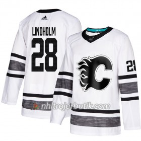 Män Ishockey Calgary Flames tröja Elias Lindholm 28 Vit 2019 All-Star Adidas Authentic